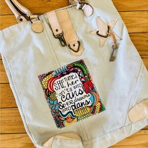 Vintage Addiction  Canvas Tote with Inspirational Design